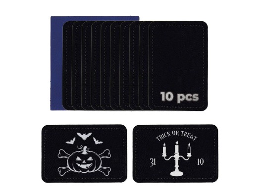 Pegat rectangular de cuir (10 unitats) negre a plata 2