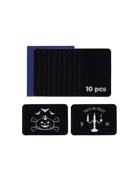 Pegat rectangular de cuir (10 unitats) negre a plata