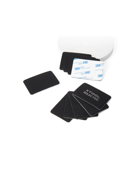 Pegat rectangular de cuir (10 unitats) negre a plata